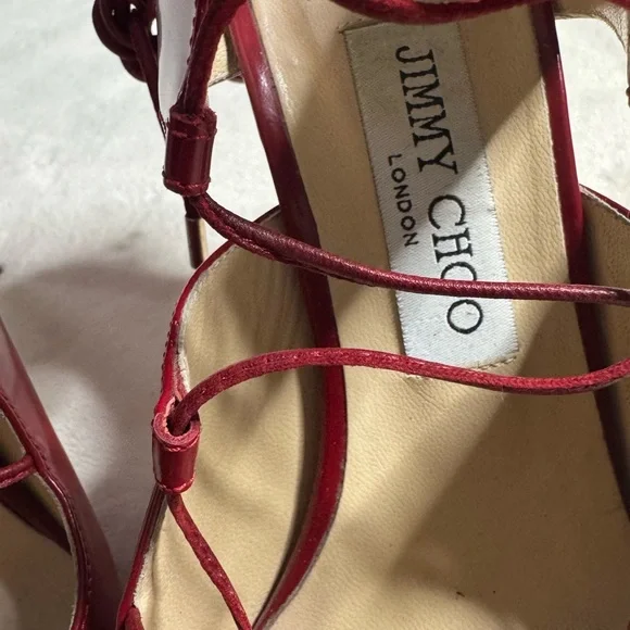 Jimmy Choo Strappy Red Heels - Picture 4 of 9